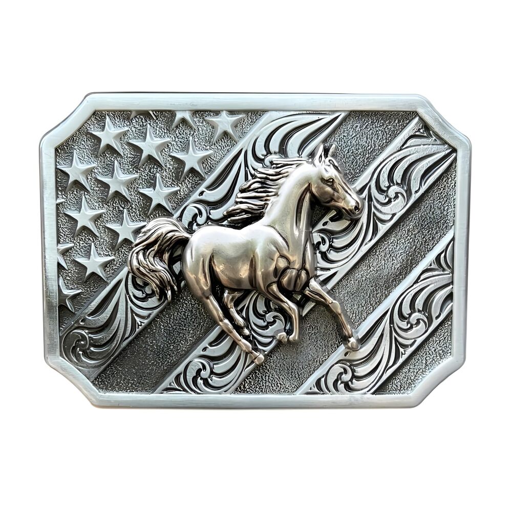 7656 American Flag Belt Buckle Horse Western Cowboy Cowgirl Birthday
